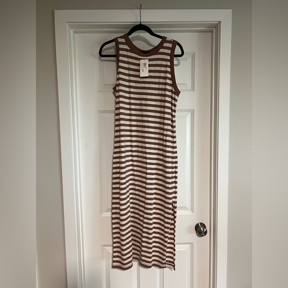 Sanctuary Striped Brown and White Sleeveless Dress
